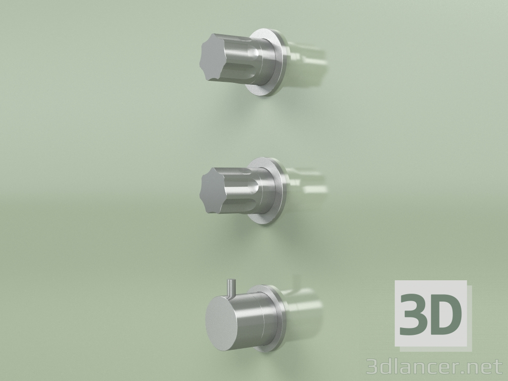 3D Modell Thermostatmischer mit 2 Absperrventilen (17 49, AS) - Vorschau