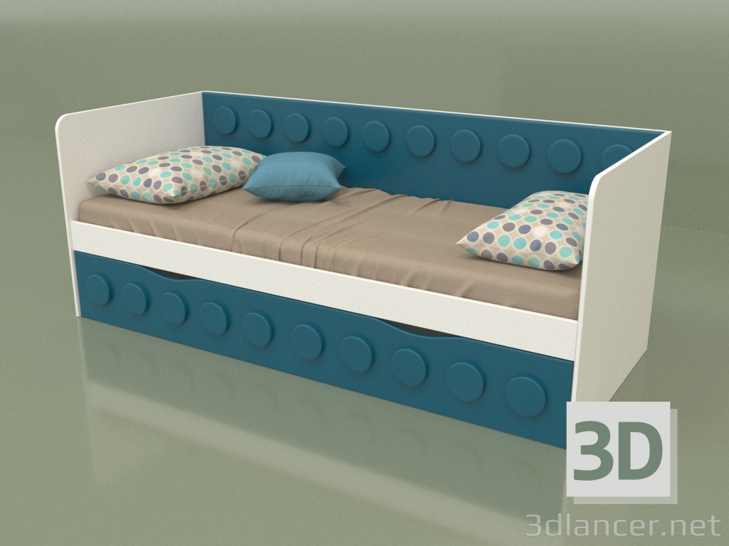 Modelo 3d Sofá cama para adolescentes com 1 gaveta (turquesa) - preview