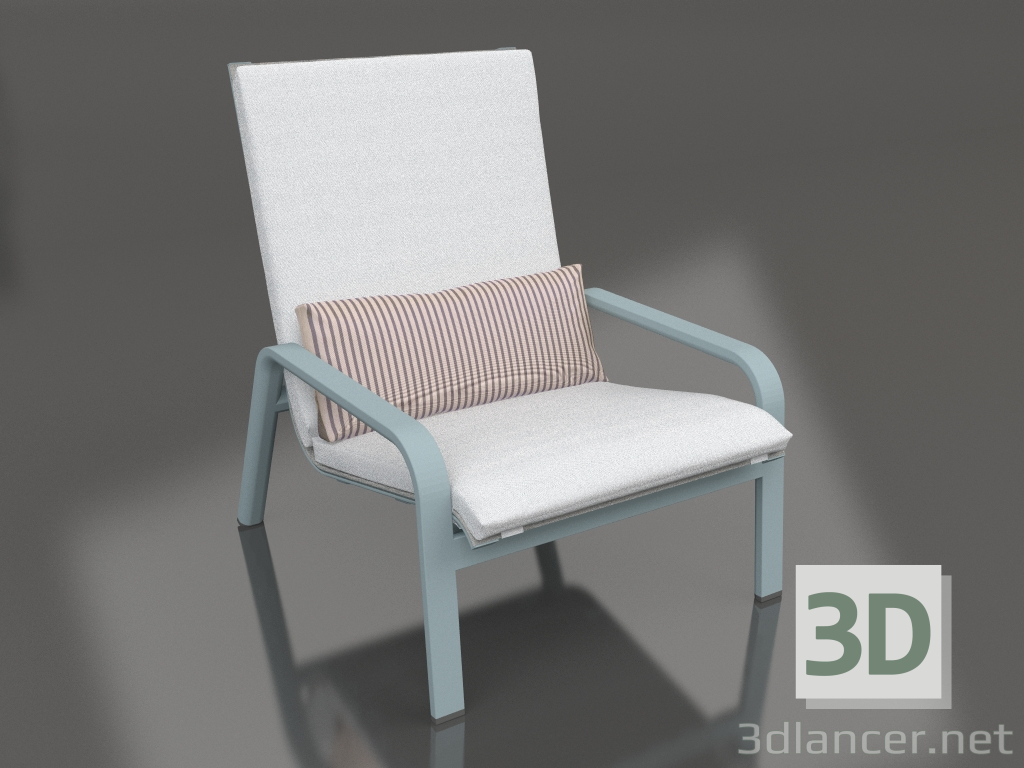 3d model Lounge chair with a high back (Blue gray) - preview