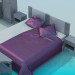 3d model Bed, dresser drawers and in the set - preview