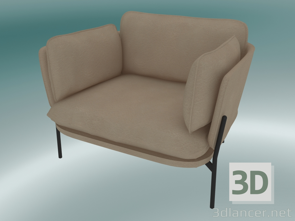 modèle 3D Fauteuil Cloud (LN1, 84x100 N 75cm, Pieds noirs chauds, Cuir - Soie aniline) - preview