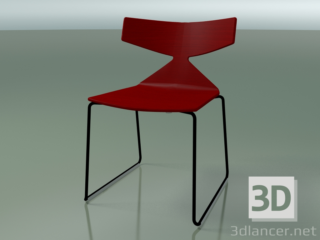 3D Modell Stapelbarer Stuhl 3702 (auf einem Schlitten, Rot, V39) - Vorschau