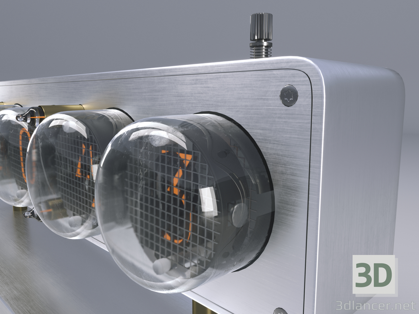 3d Clock on lamps IN-4.IN4 Glow Tube Nixie Electron Tube Clock model buy - render