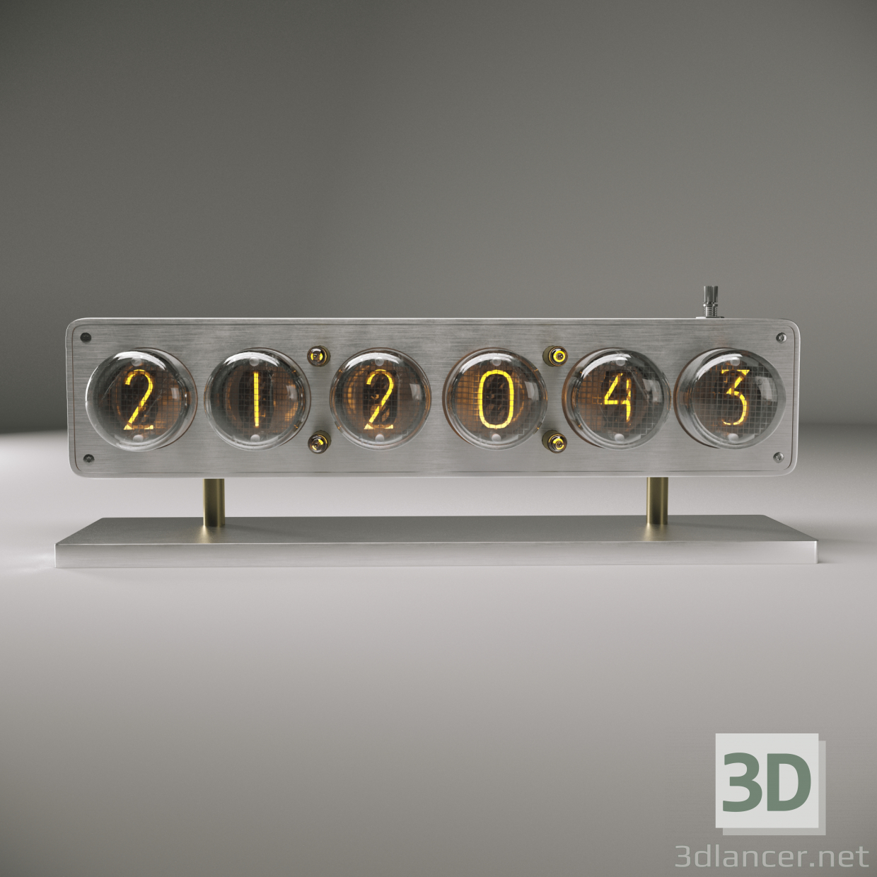 3d Clock on lamps IN-4.IN4 Glow Tube Nixie Electron Tube Clock model buy - render