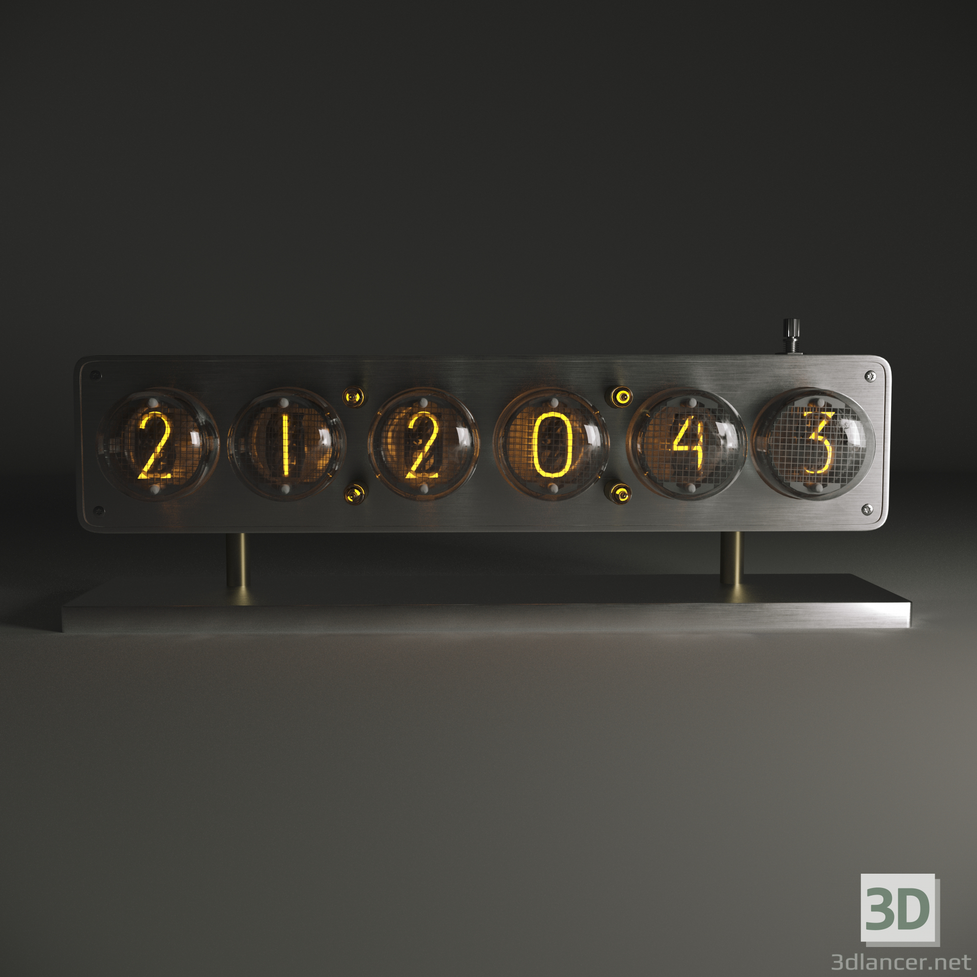 3d Clock on lamps IN-4.IN4 Glow Tube Nixie Electron Tube Clock model buy - render