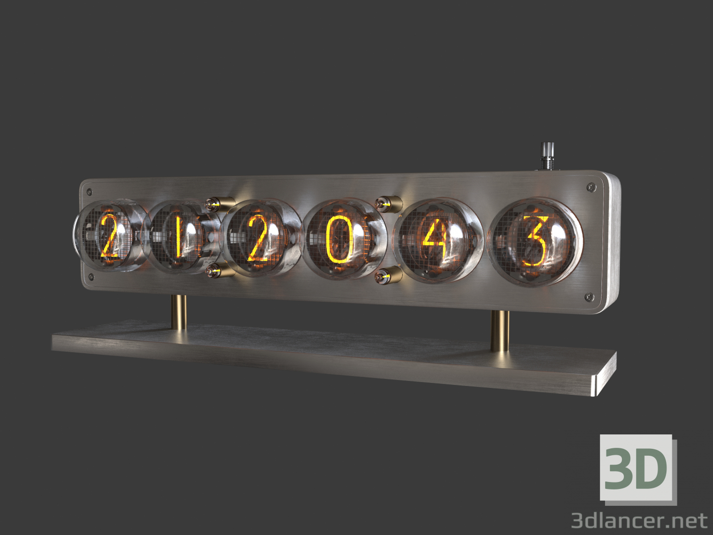 3d Часы на лампах ИН-4.IN4 Glow Tube Nixie Electron Tube Clock модель купить - ракурс