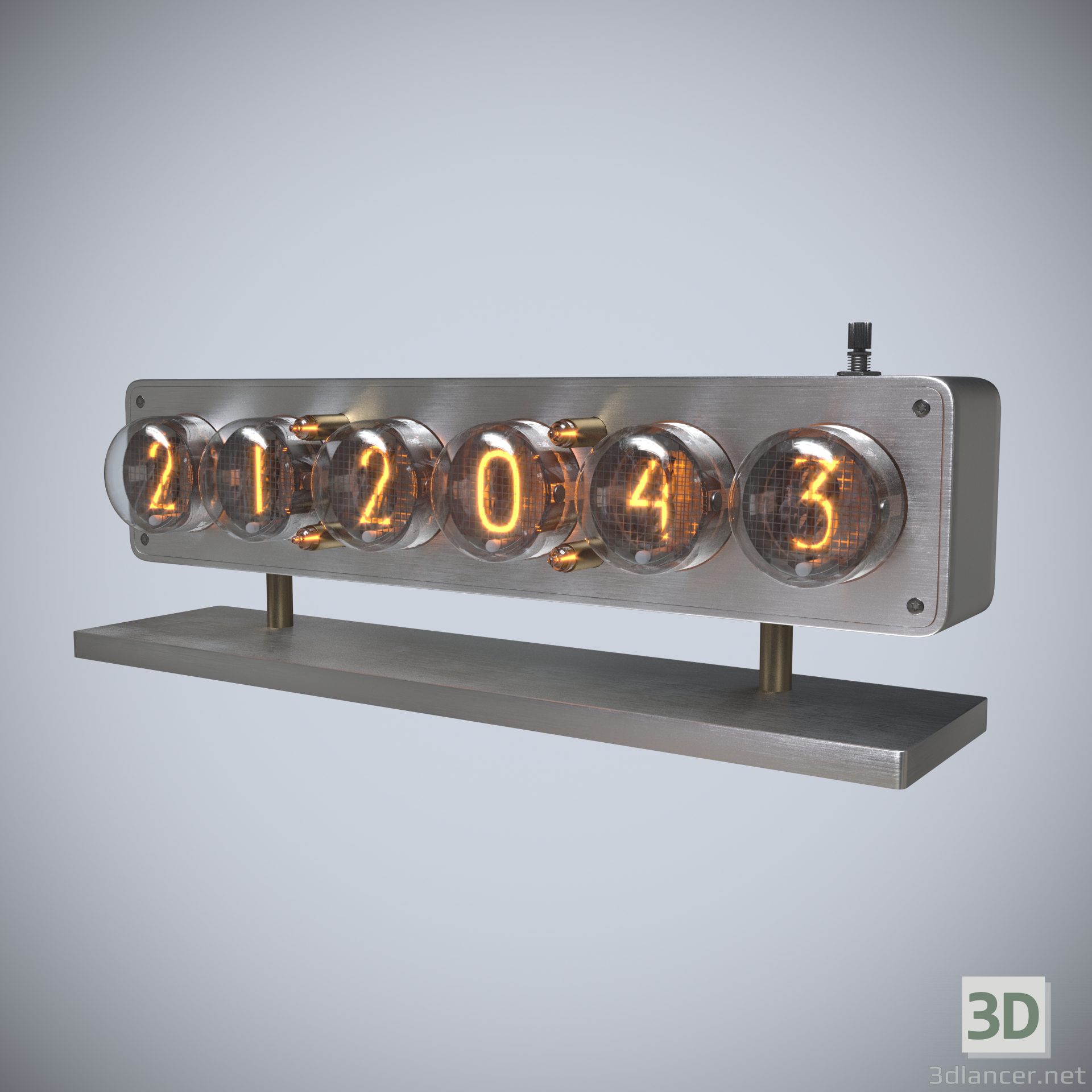 3d Clock on lamps IN-4.IN4 Glow Tube Nixie Electron Tube Clock model buy - render