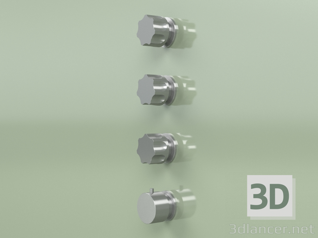 3d model Conjunto mezclador termostático con 3 llaves de paso (17 50 0, AS) - vista previa