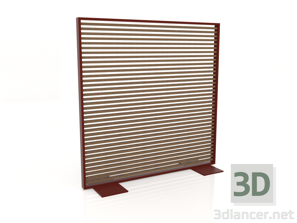 3d model Tabique de madera artificial y aluminio 150x150 (Teca, Rojo vino) - vista previa