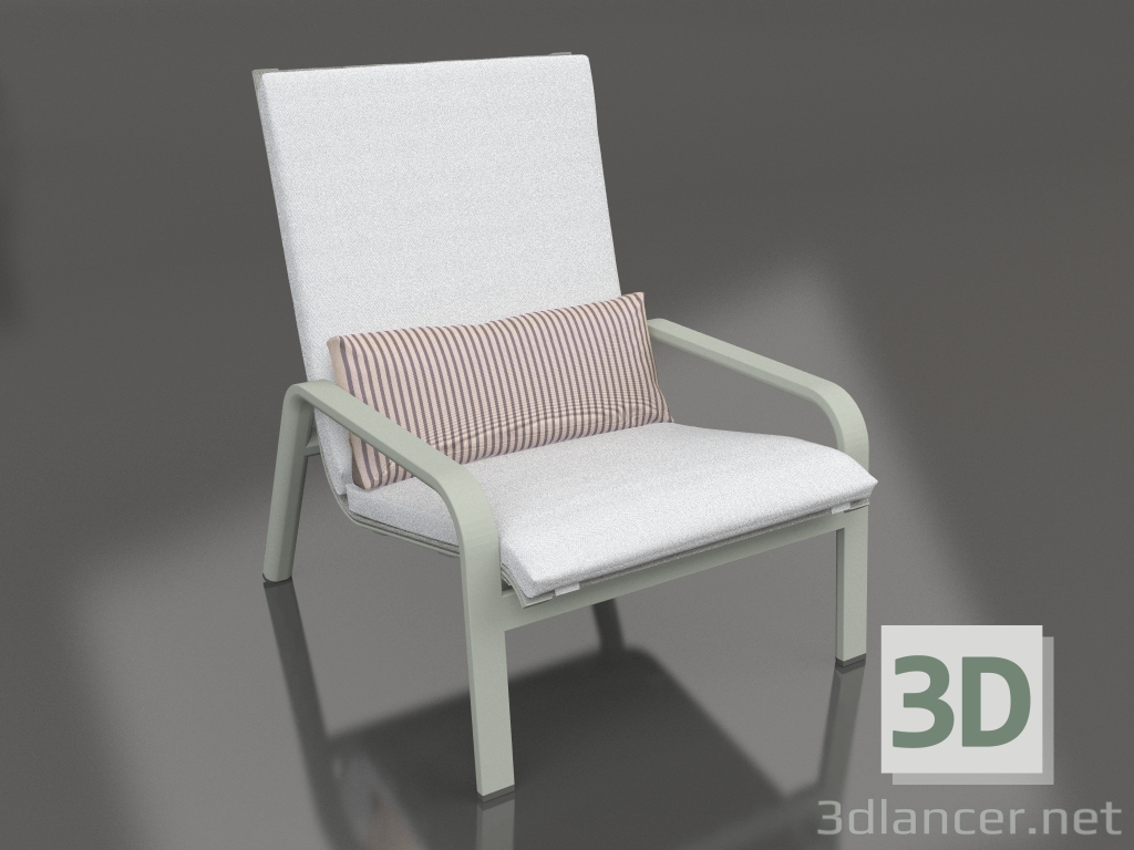 3d model Lounge chair with a high back (Cement gray) - preview