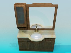 Washstand, dresser, mirror