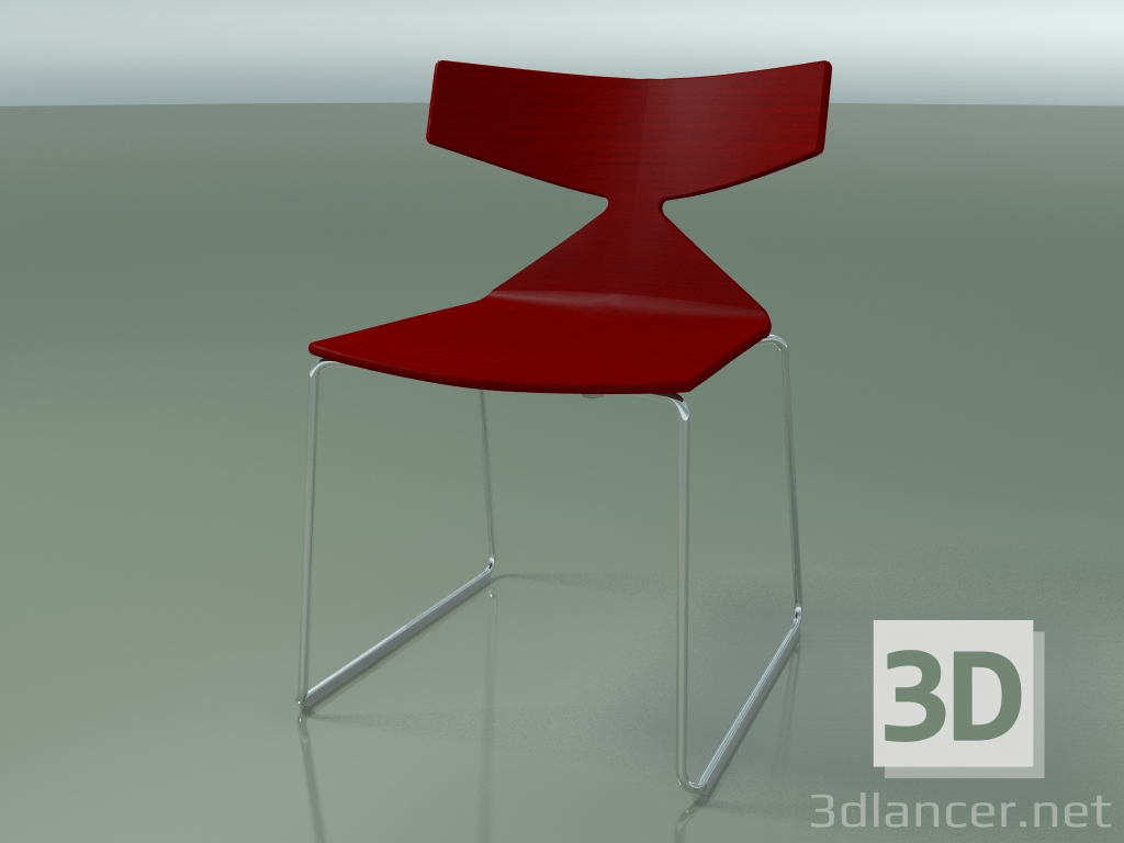 3d model Stackable chair 3702 (on a sled, Red, CRO) - preview