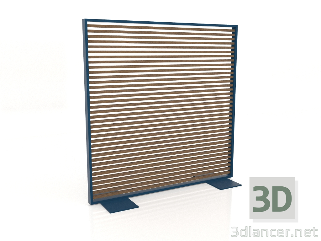 modello 3D Parete divisoria in legno artificiale e alluminio 150x150 (Teak, Grigio blu) - anteprima