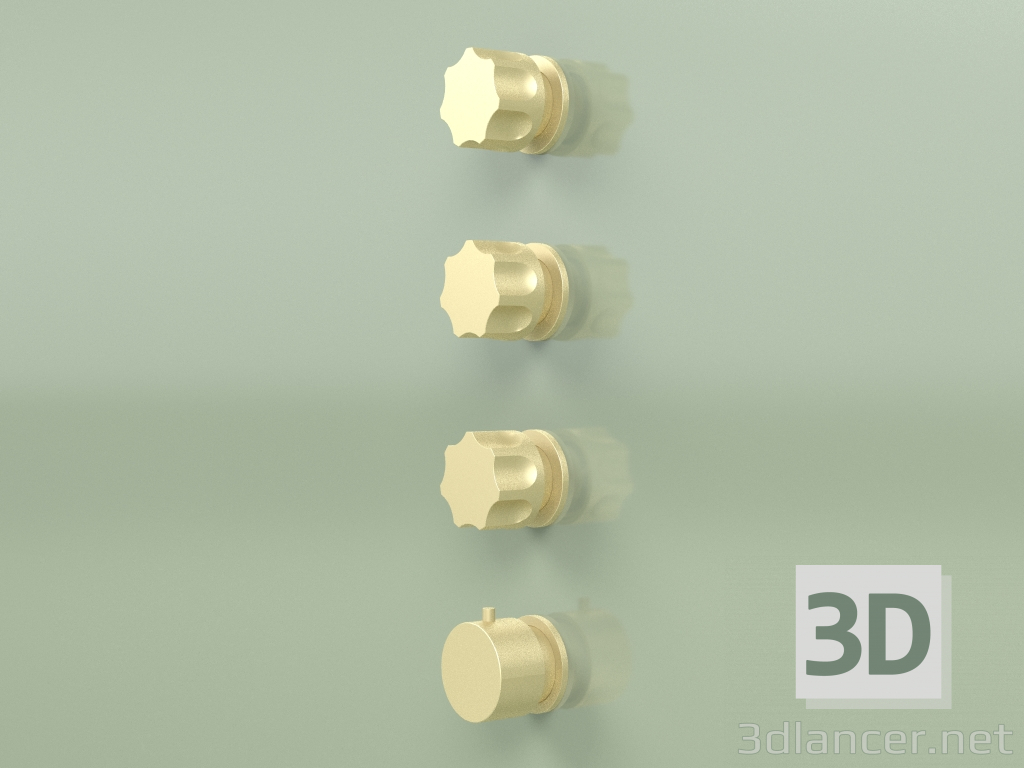 modèle 3D Set mitigeur thermostatique avec 3 vannes d'arrêt (17 50 0, OC) - preview