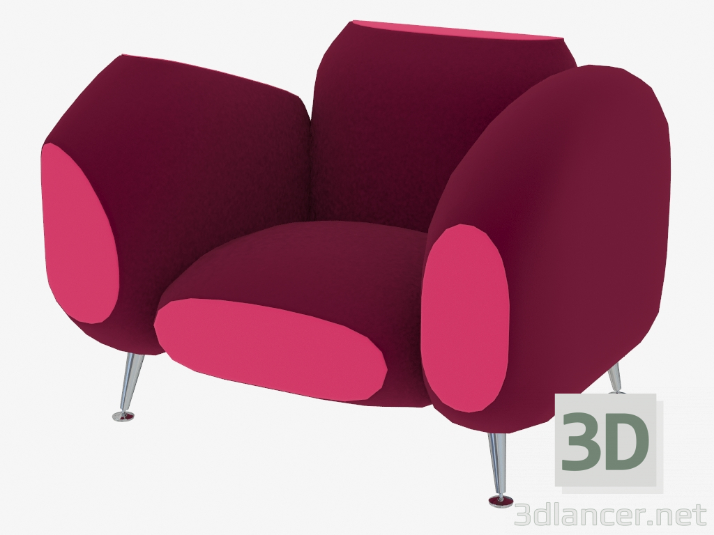 modèle 3D Fauteuil rembourré - preview