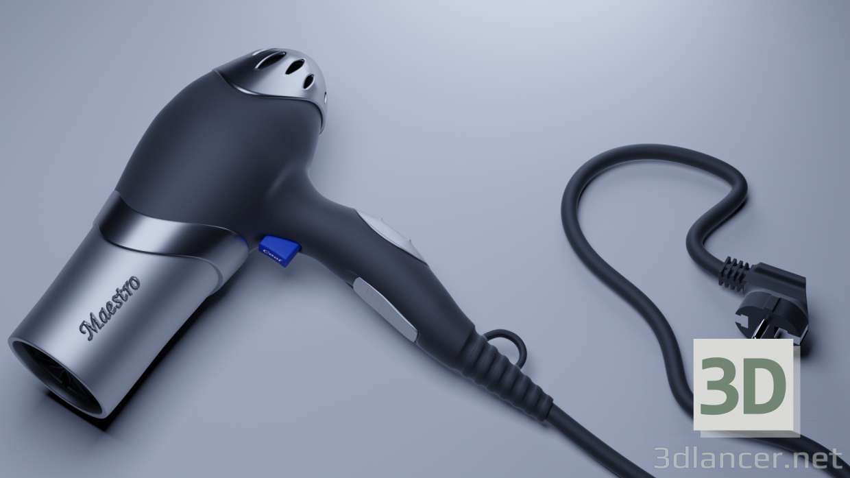 3d Hairdryer hairdryer model buy - render