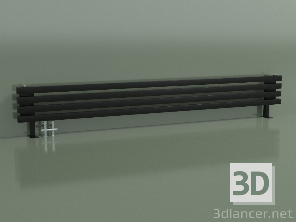 3d model Horizontal radiator RETTA (4 sections 2000 mm 40x40, glossy black) - preview