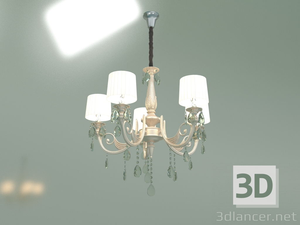 modello 3D Lampadario a sospensione 10098-5 (cristallo argentato) - anteprima