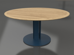 Mesa de comedor Ø150 (Gris azul, madera de Iroko)