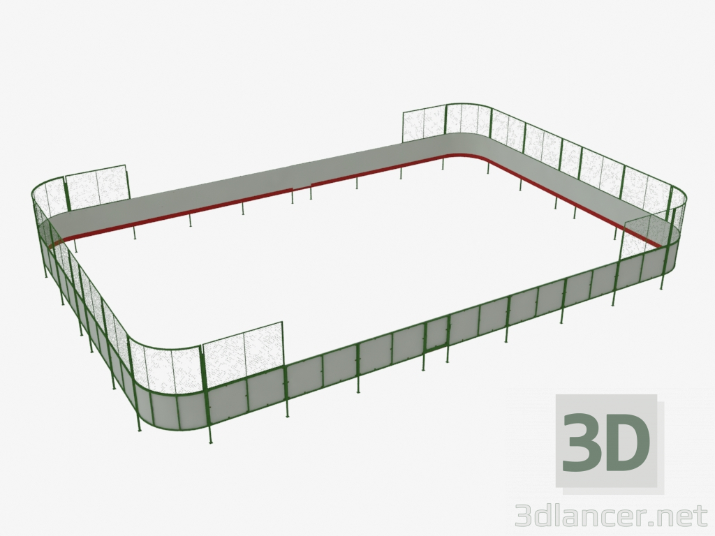 Modelo 3d Quadra de hóquei (contraplacado, rede por trás do gol 21x14) (7931) - preview