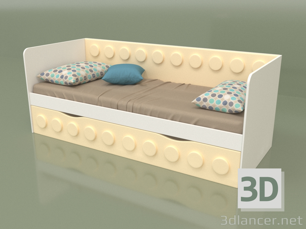 Modelo 3d Sofá cama para adolescentes com 1 gaveta (creme) - preview