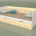 3d model Sofa bed for teenagers with 1 drawer (Cream) - preview