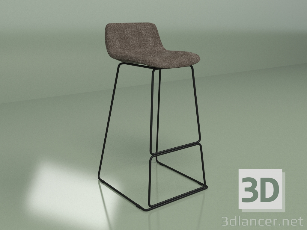 modèle 3D Tabouret de bar Neo rembourré (noir, gris) - preview