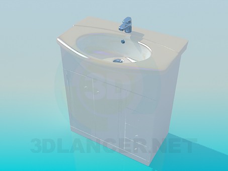 3d model Lavabo en la mesita de noche con cajones - vista previa