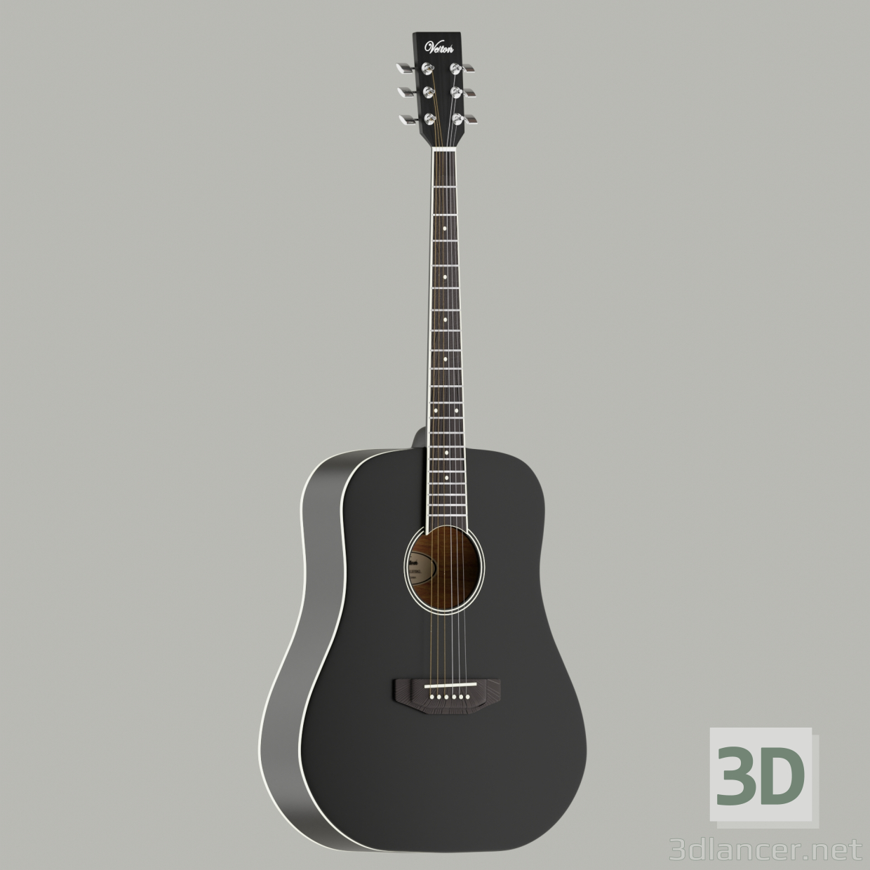 3d model Guitarra acustica - vista previa