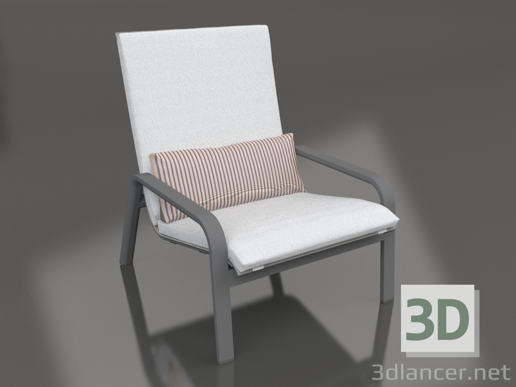 modello 3D Poltrona lounge con schienale alto (Antracite) - anteprima