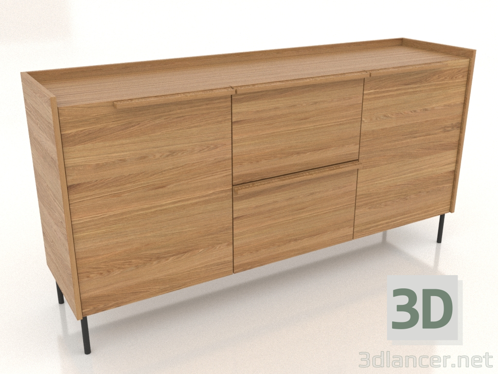 3D Modell Kommode groß 1600 mm (Eiche natur) - Vorschau