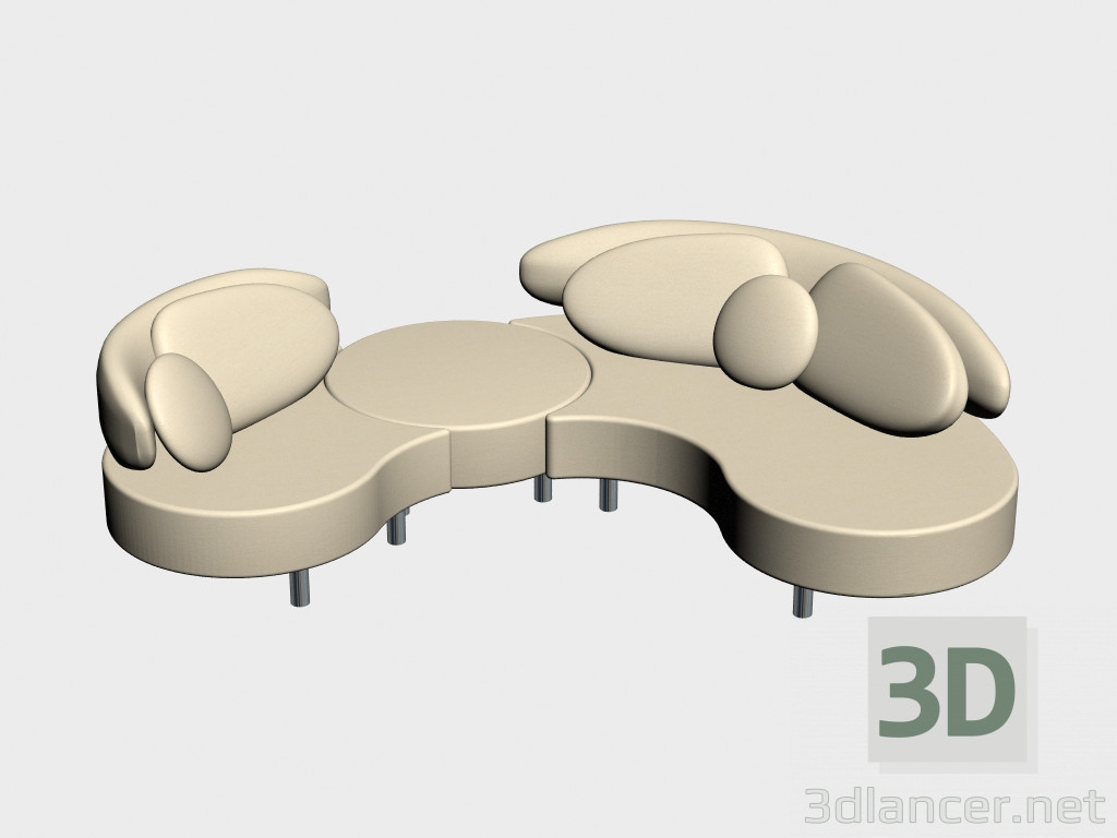 modèle 3D Canapé modulaire Schengen (II-variante) - preview