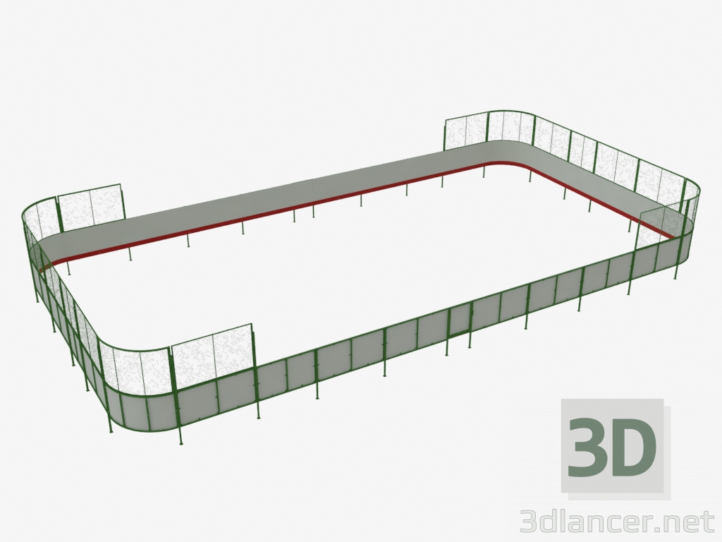 Modelo 3d Quadra de hóquei (contraplacado, rede por trás do gol 23x12) (7931) - preview