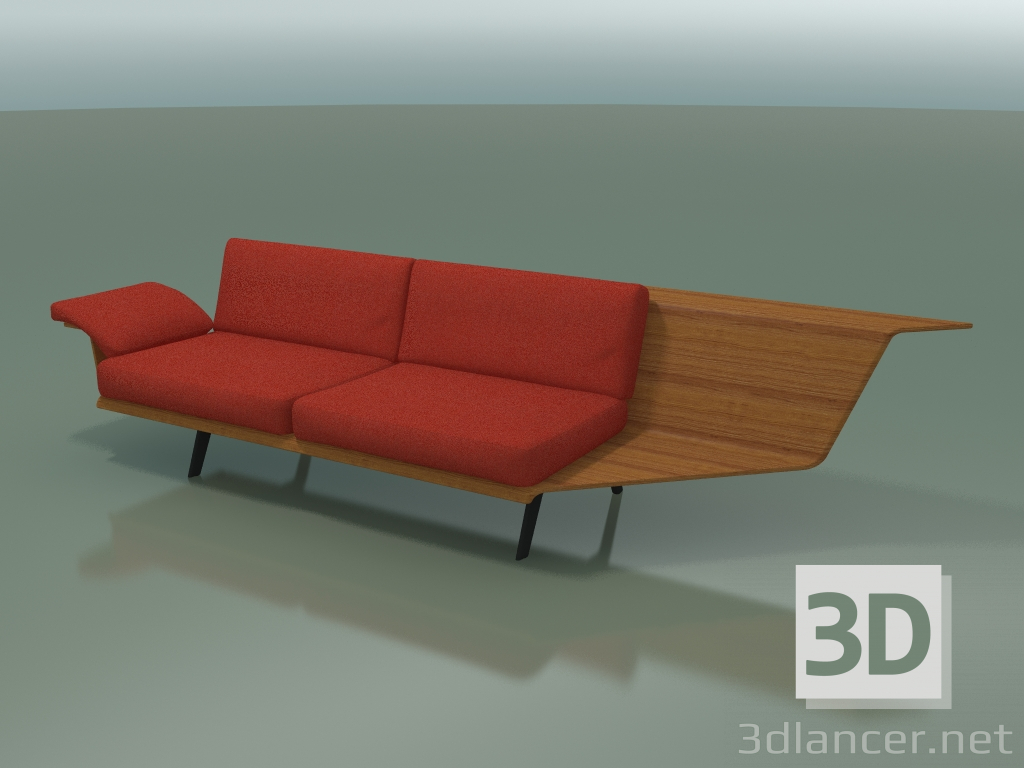 3d model Módulo angular doble Lounge 4408 (90 ° izquierda, efecto teca) - vista previa