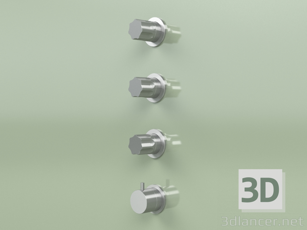 3d model Conjunto mezclador termostático con 3 llaves de paso (17 50, AS) - vista previa