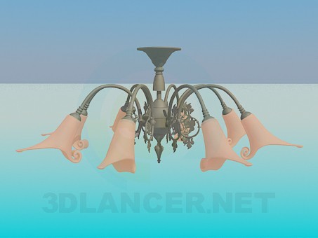 modello 3D Lampadario con fiori - anteprima