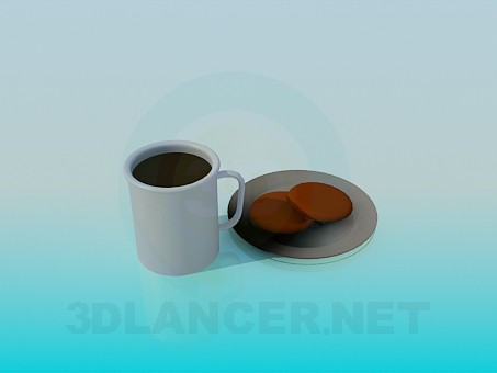 3d model Tea with cookies - preview