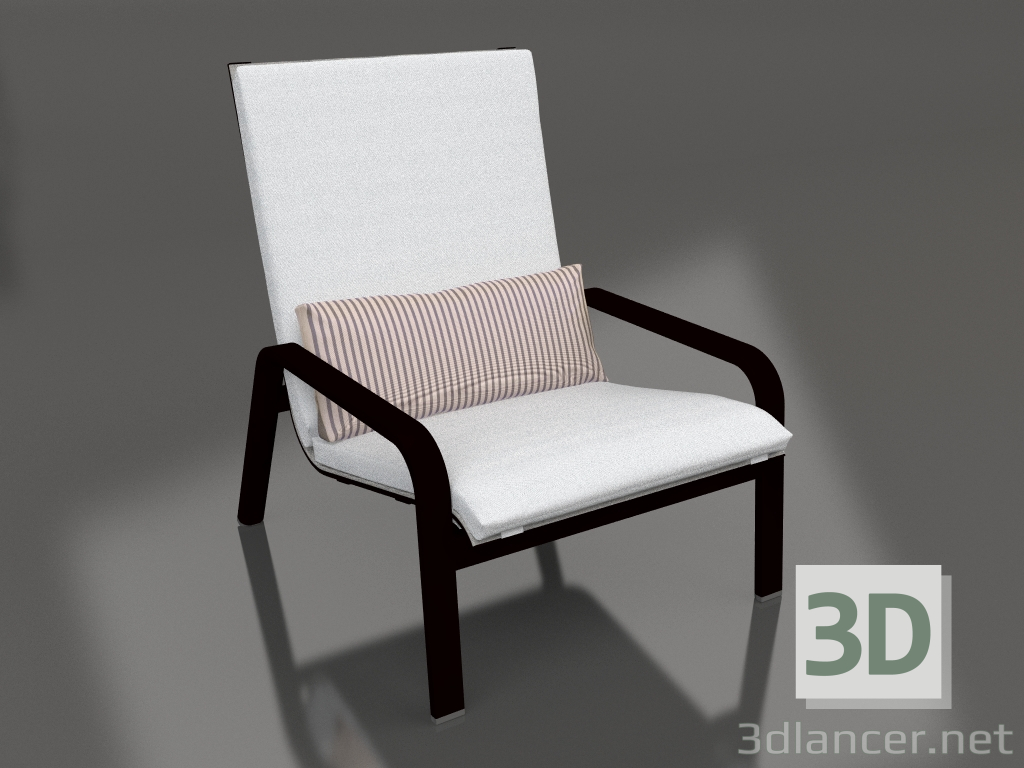 modello 3D Poltrona lounge con schienale alto (Nero) - anteprima