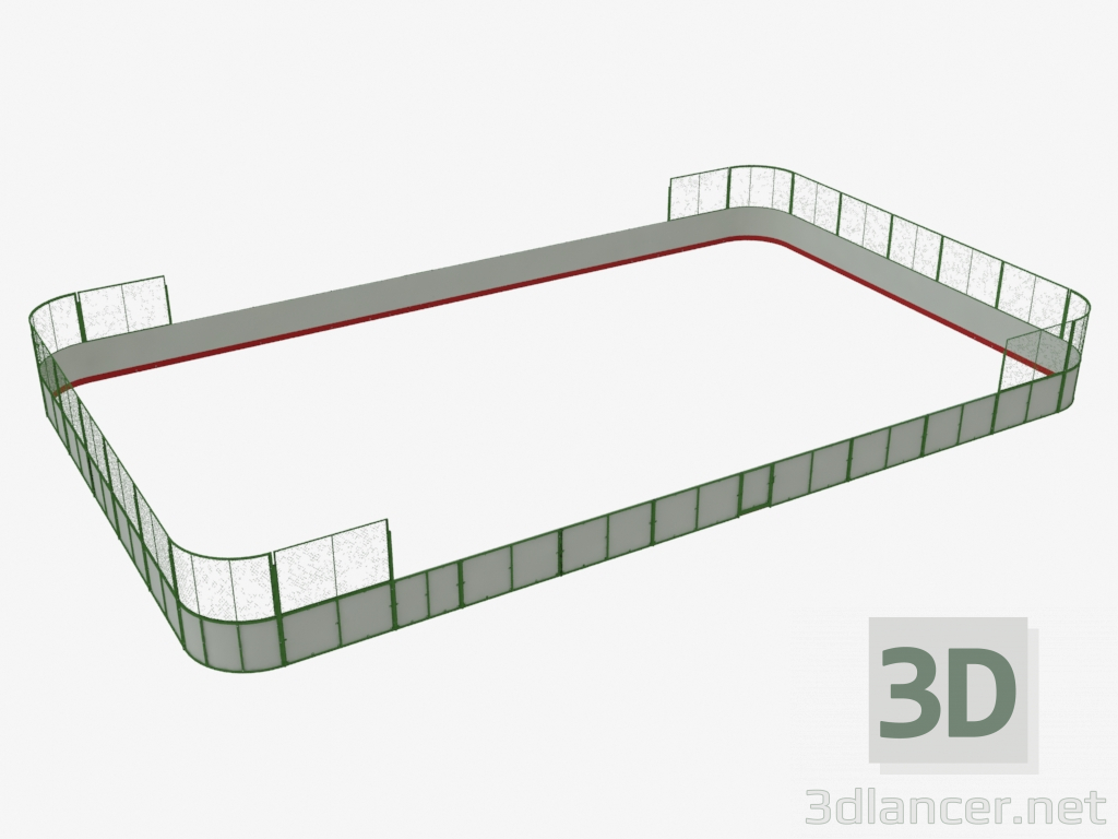 modèle 3D Terrain de hockey (contreplaqué, filet derrière le but 25x15) (7931) - preview