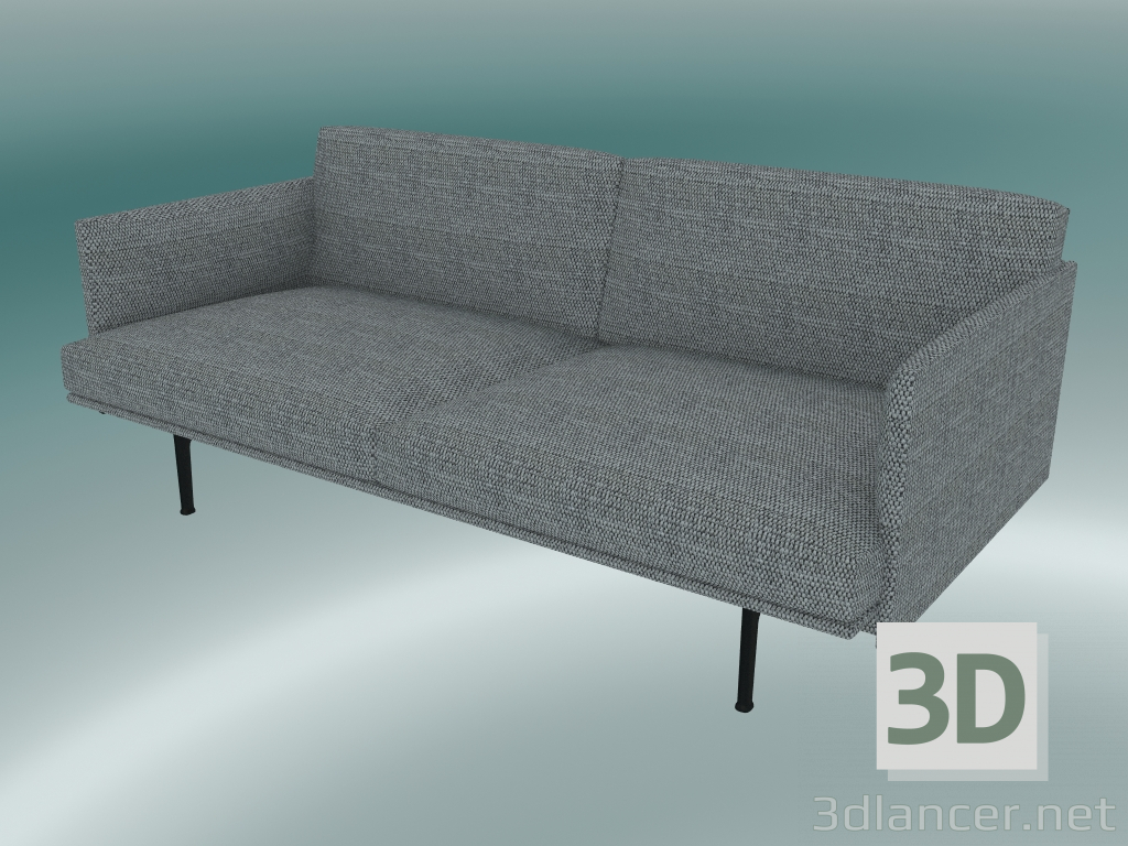 3D Modell Doppelsofa Outline (Vancouver 14, Schwarz) - Vorschau