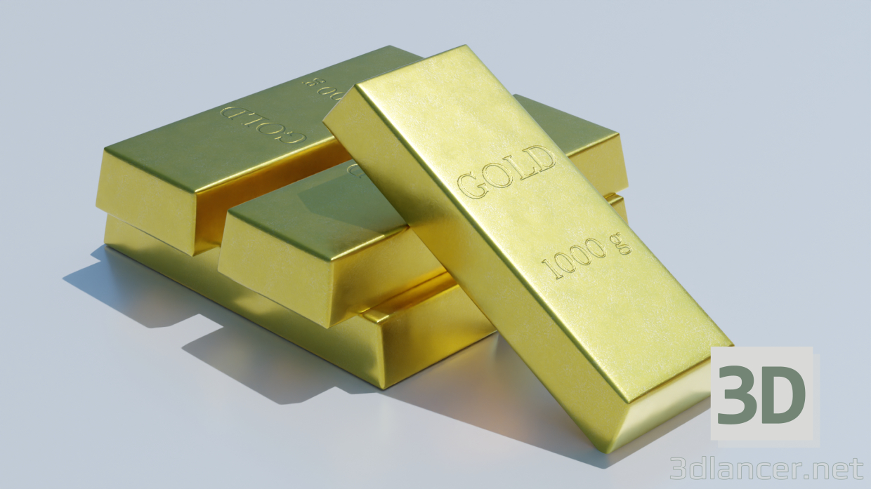 Modelo 3d lingote de ouro - preview