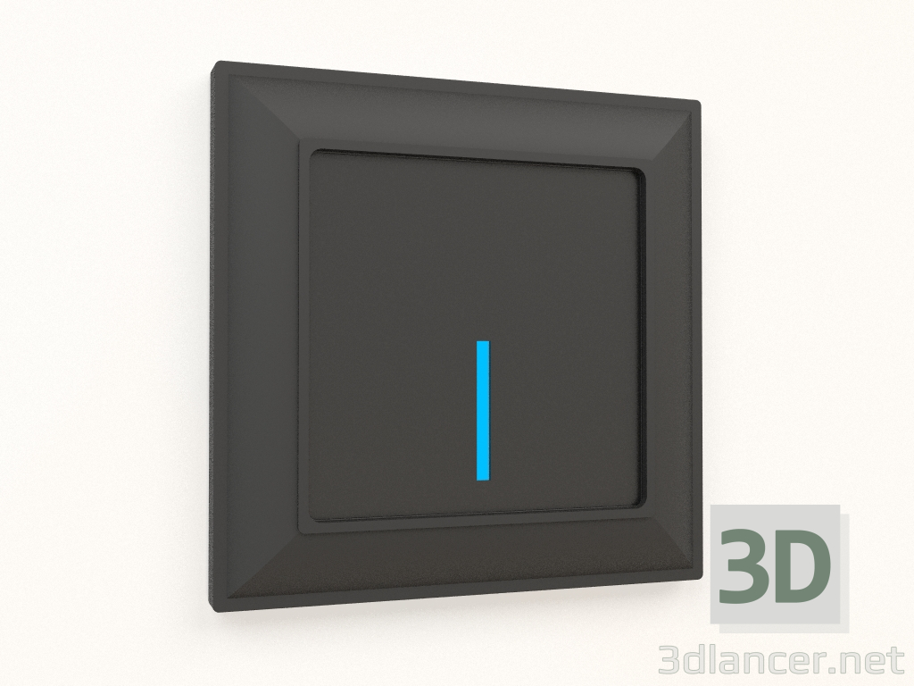 Modelo 3d Chave de toque de tecla única com luz de fundo (preto fosco) - preview