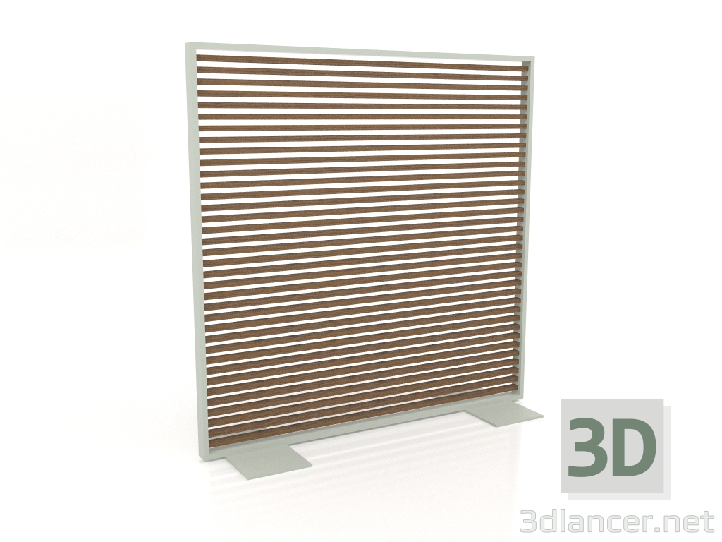 3D Modell Trennwand aus Kunstholz und Aluminium 150x150 (Teak, Zementgrau) - Vorschau