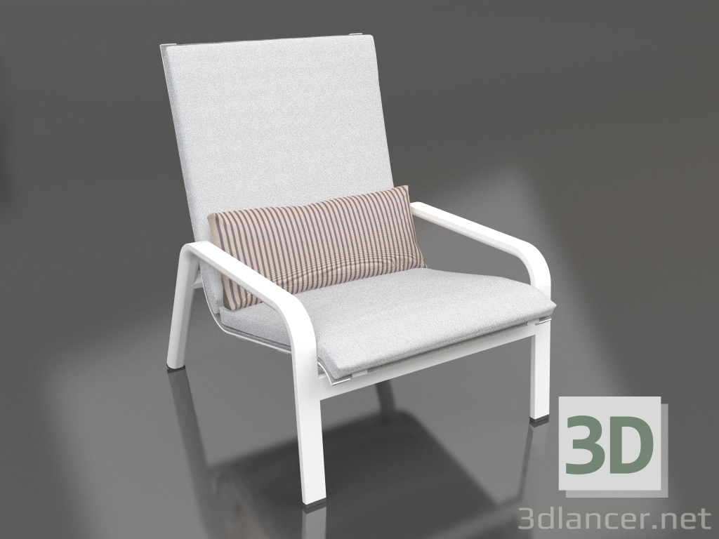 3d model Lounge chair with a high back (White) - preview