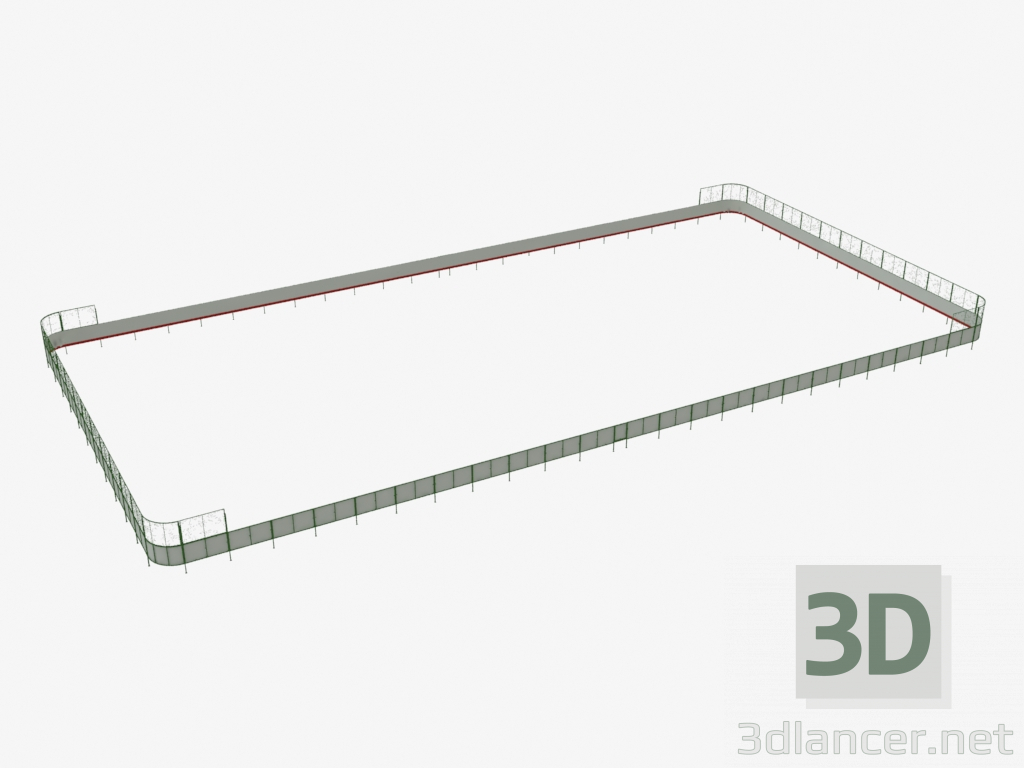 3d model Hockey court (plywood, net behind goal 60x30) (7931) - preview