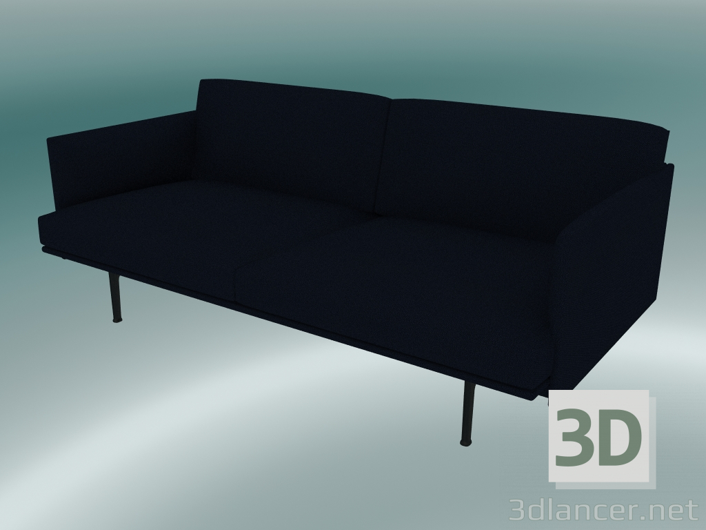 Modelo 3d Contorno do sofá duplo (Vidar 554, Preto) - preview