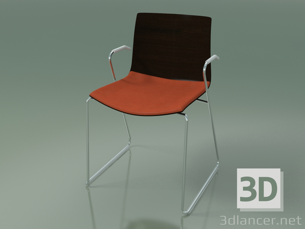 3D Modell Stuhl 0454 (auf einer Rutsche mit Armlehnen, mit einem Kissen auf dem Sitz, wenge) - Vorschau