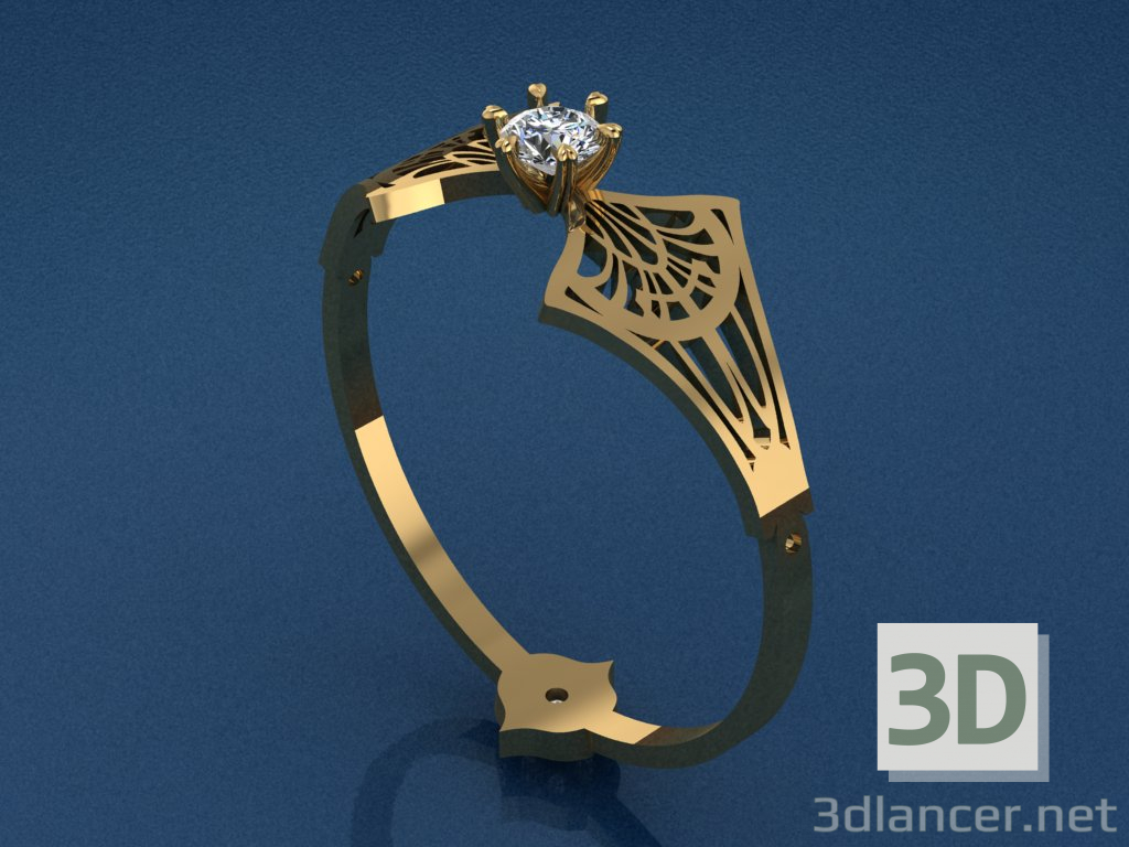 3d Art Nouveau ring model buy - render