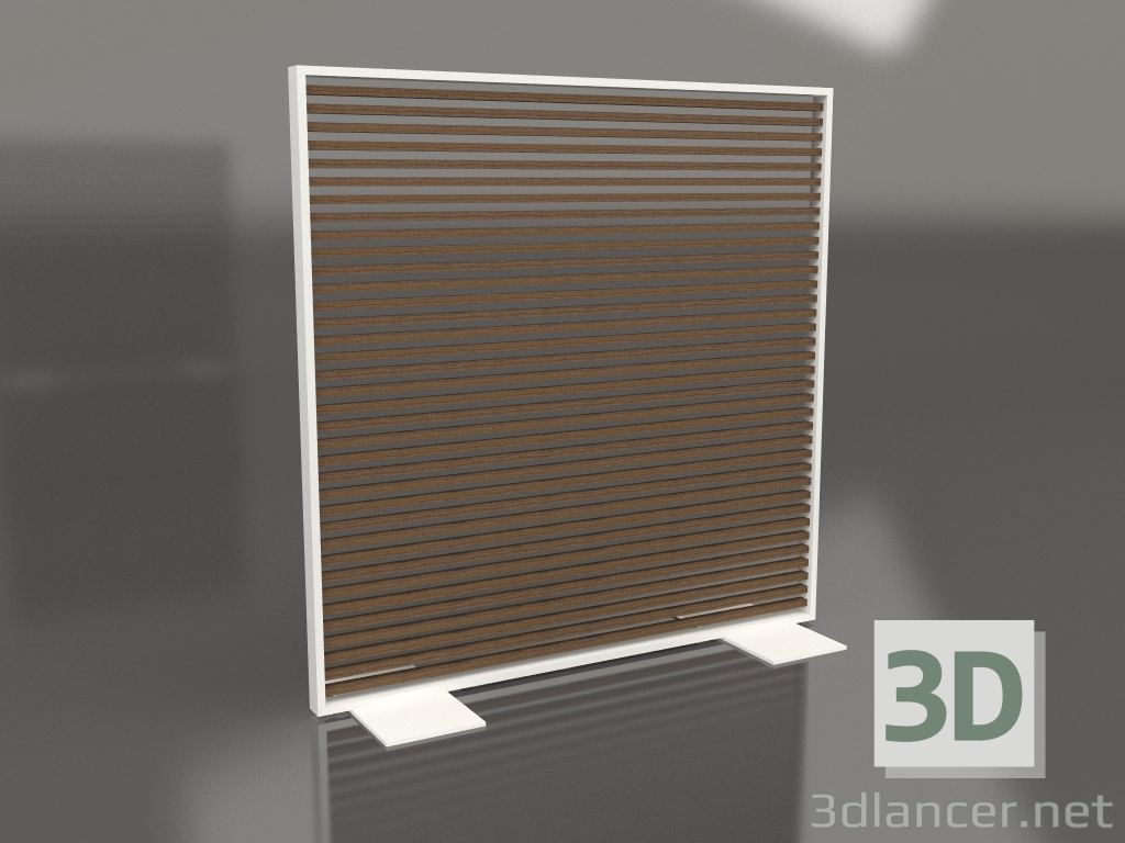 3D Modell Trennwand aus Kunstholz und Aluminium 150x150 (Teak, Achatgrau) - Vorschau