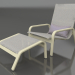 3d model Lounge chair with high back and pouf (Gold) - preview